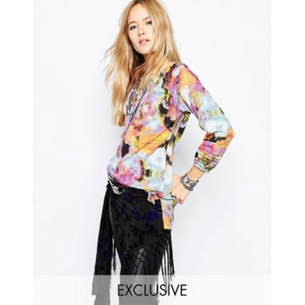 Spiritual Hippie Firework Spray Print Boho Top